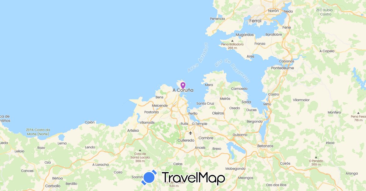 TravelMap itinerary: train in Spain (Europe)